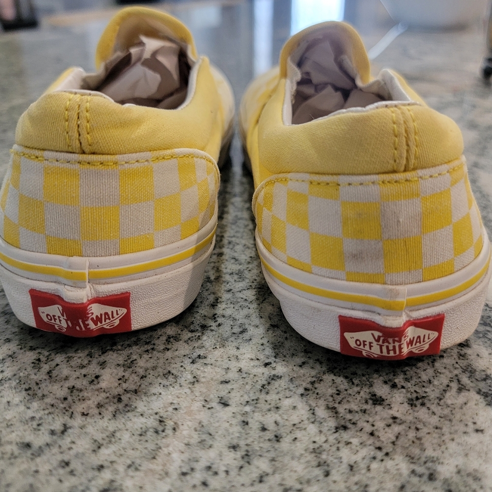 VANS Classic Slip-On Yellow Checkerboard    Sneakers Sz 7 - Picture 6 of 10